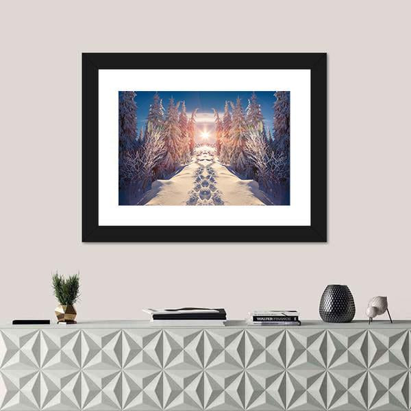 Winter Landscape Vertical Canvas Wall Art-3 Vertical-Gallery Wrap-12" x 25"-Tiaracle