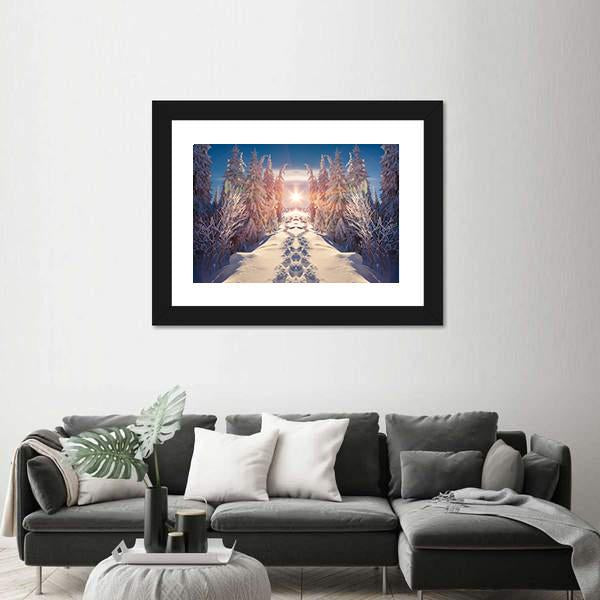 Winter Landscape Vertical Canvas Wall Art-3 Vertical-Gallery Wrap-12" x 25"-Tiaracle