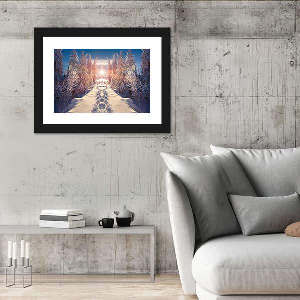 Winter Landscape Vertical Canvas Wall Art-3 Vertical-Gallery Wrap-12" x 25"-Tiaracle