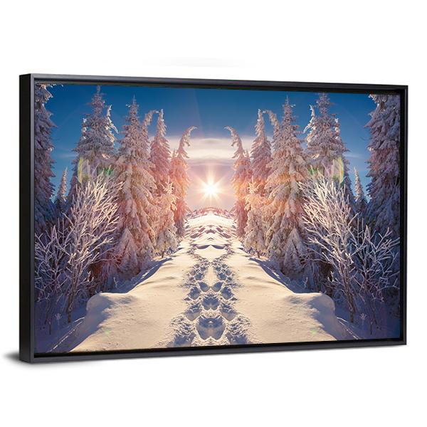 Winter Landscape Vertical Canvas Wall Art-3 Vertical-Gallery Wrap-12" x 25"-Tiaracle