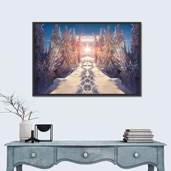 Winter Landscape Vertical Canvas Wall Art-3 Vertical-Gallery Wrap-12" x 25"-Tiaracle