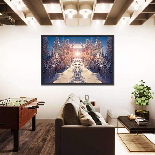 Winter Landscape Vertical Canvas Wall Art-3 Vertical-Gallery Wrap-12" x 25"-Tiaracle
