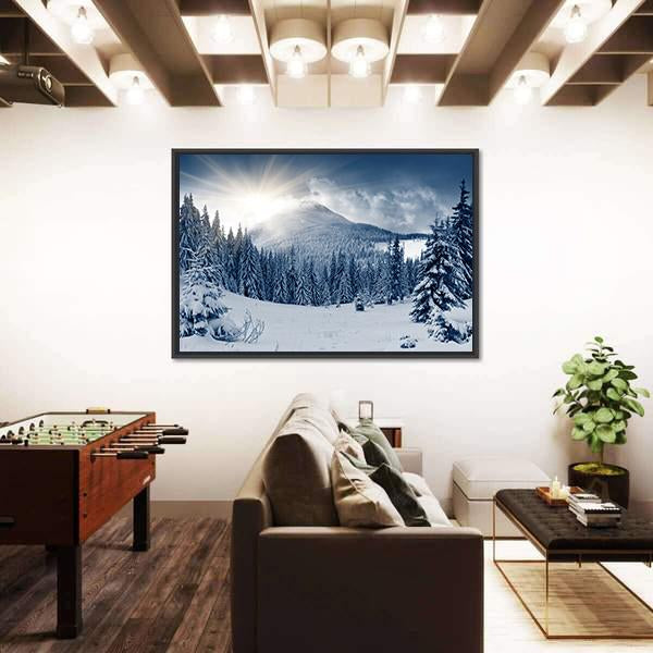Winter Landscape With Snow Covered Trees Canvas Wall Art-5 Horizontal-Gallery Wrap-22" x 12"-Tiaracle