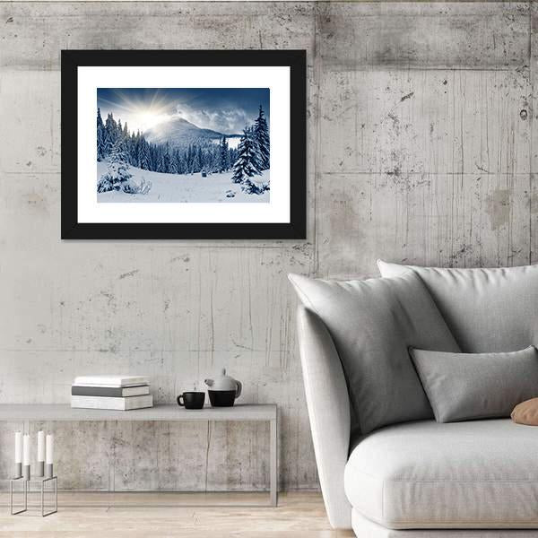 Winter Landscape With Snow Covered Trees Canvas Wall Art-5 Horizontal-Gallery Wrap-22" x 12"-Tiaracle