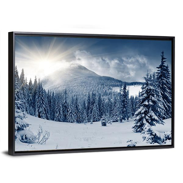 Winter Landscape With Snow Covered Trees Canvas Wall Art-5 Horizontal-Gallery Wrap-22" x 12"-Tiaracle