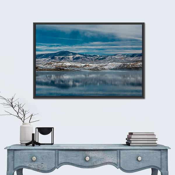 Winter Landscape With Wolford Mountain Reservoir Canvas Wall Art-1 Piece-Floating Frame-24" x 16"-Tiaracle