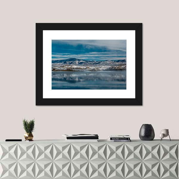 Winter Landscape With Wolford Mountain Reservoir Canvas Wall Art-1 Piece-Framed Print-20" x 16"-Tiaracle