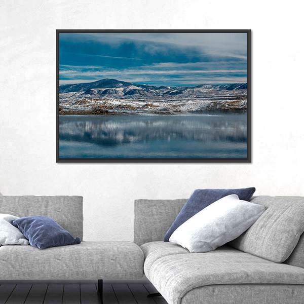 Winter Landscape With Wolford Mountain Reservoir Canvas Wall Art-3 Horizontal-Gallery Wrap-25" x 16"-Tiaracle
