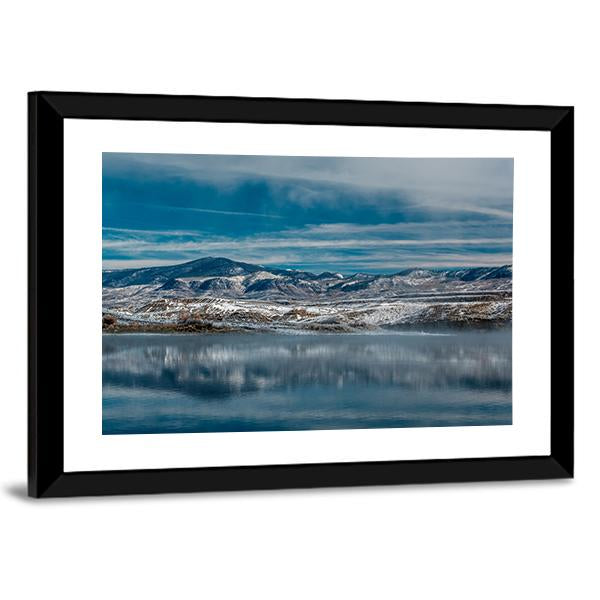 Winter Landscape With Wolford Mountain Reservoir Canvas Wall Art-3 Horizontal-Gallery Wrap-25" x 16"-Tiaracle