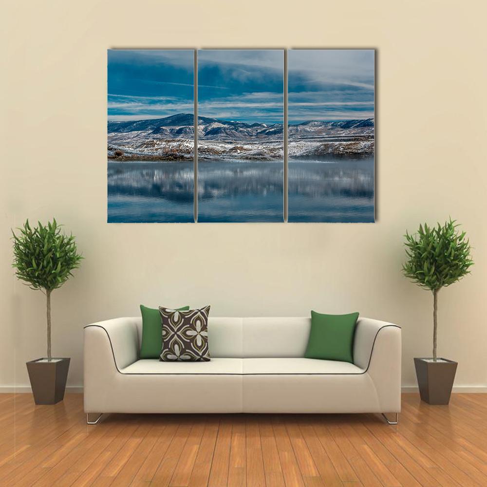Winter Landscape With Wolford Mountain Reservoir Canvas Wall Art-3 Horizontal-Gallery Wrap-37" x 24"-Tiaracle