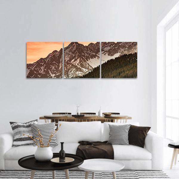Tatra Mountains Landscape Panoramic Canvas Wall Art-3 Piece-25" x 08"-Tiaracle