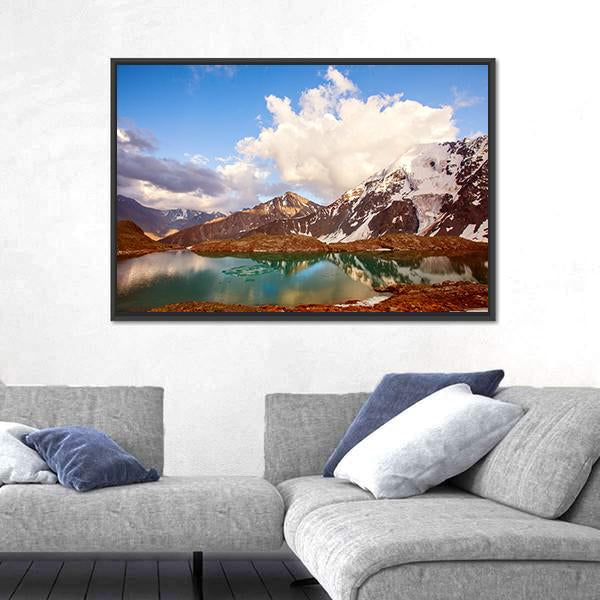 Winter Mountain Lake In Switzerland Panoramic Canvas Wall Art-1 Piece-36" x 12"-Tiaracle