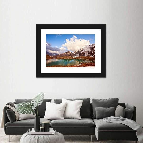 Winter Mountain Lake In Switzerland Panoramic Canvas Wall Art-1 Piece-36" x 12"-Tiaracle