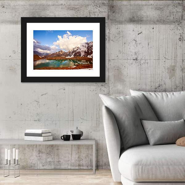 Winter Mountain Lake In Switzerland Panoramic Canvas Wall Art-1 Piece-36" x 12"-Tiaracle