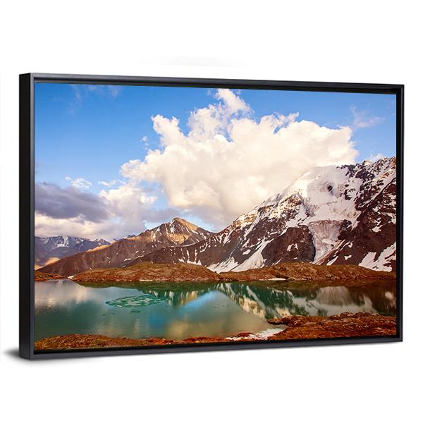 Winter Mountain Lake In Switzerland Panoramic Canvas Wall Art-1 Piece-36" x 12"-Tiaracle