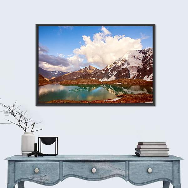 Winter Mountain Lake In Switzerland Panoramic Canvas Wall Art-1 Piece-36" x 12"-Tiaracle