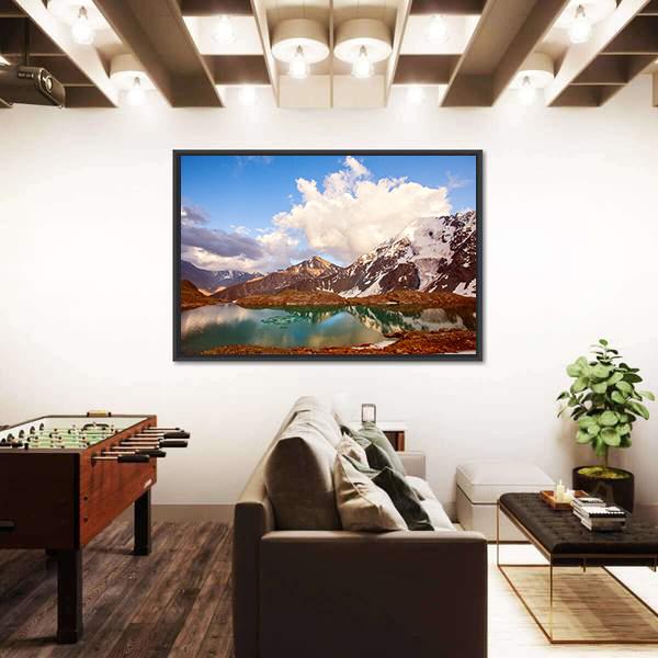 Winter Mountain Lake In Switzerland Panoramic Canvas Wall Art-1 Piece-36" x 12"-Tiaracle