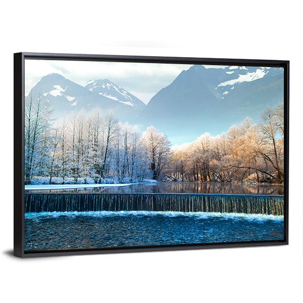Winter Mountains In Norway Canvas Wall Art-3 Horizontal-Gallery Wrap-25" x 16"-Tiaracle