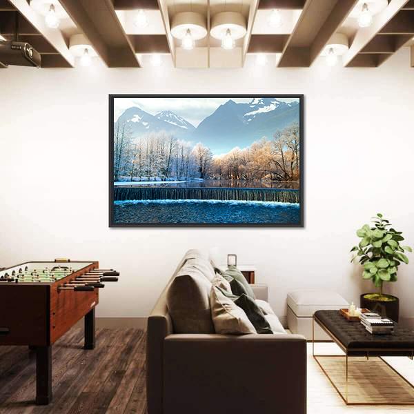 Winter Mountains In Norway Canvas Wall Art-3 Horizontal-Gallery Wrap-25" x 16"-Tiaracle