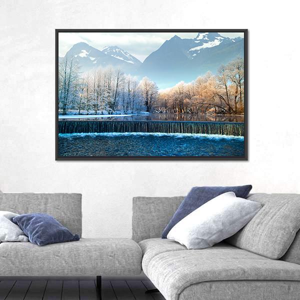 Winter Mountains In Norway Canvas Wall Art-3 Horizontal-Gallery Wrap-25" x 16"-Tiaracle
