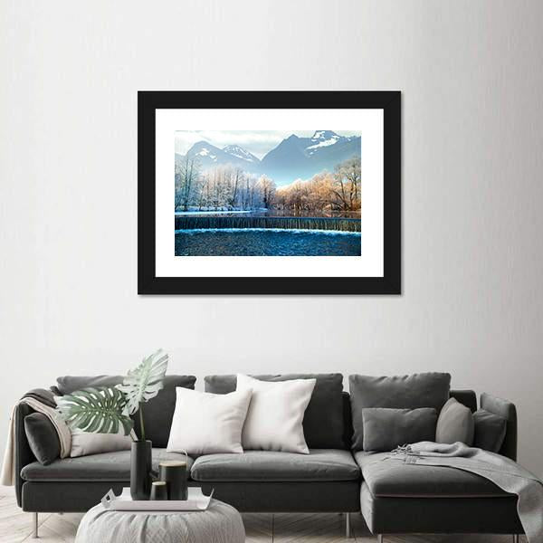 Winter Mountains In Norway Canvas Wall Art-3 Horizontal-Gallery Wrap-25" x 16"-Tiaracle