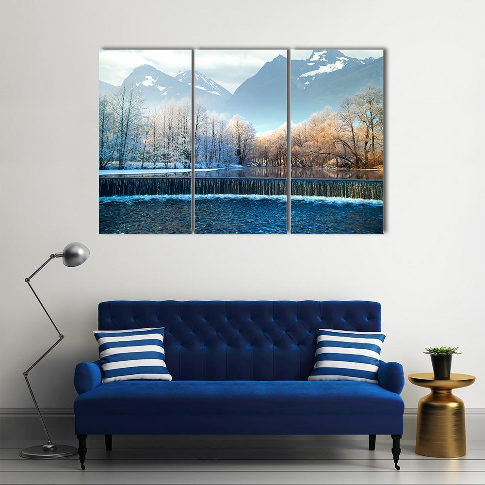 Winter Mountains In Norway Canvas Wall Art-3 Horizontal-Gallery Wrap-37" x 24"-Tiaracle