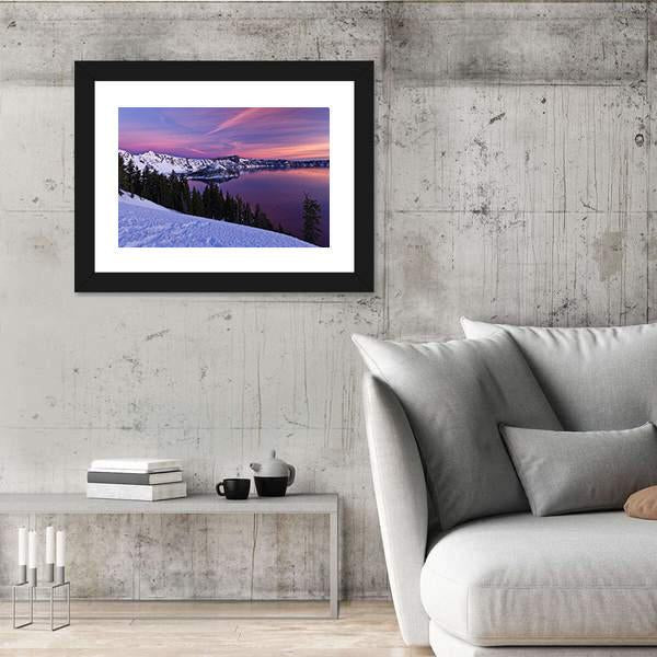 Winter Scene At Crater Lake National Park Canvas Wall Art-5 Horizontal-Gallery Wrap-22" x 12"-Tiaracle