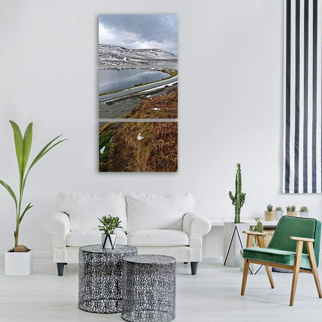 Winter Snow On Mountain Road Vertical Canvas Wall Art-3 Vertical-Gallery Wrap-12" x 25"-Tiaracle