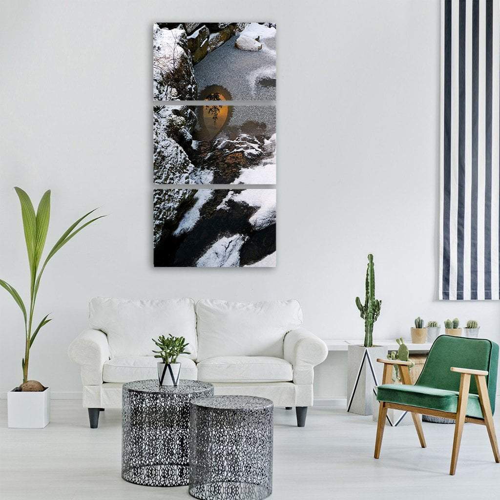 Winter Snow Vertical Canvas Wall Art-3 Vertical-Gallery Wrap-12" x 25"-Tiaracle