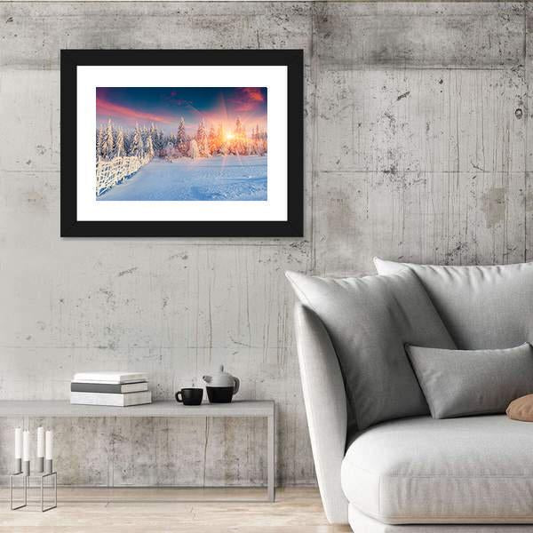 Winter Sunlight In Carpathian Mountains Panoramic Canvas Wall Art-1 Piece-36" x 12"-Tiaracle