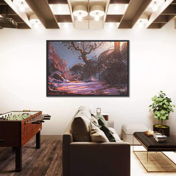 Winter Sunset With Trees Canvas Wall Art-3 Horizontal-Gallery Wrap-25" x 16"-Tiaracle