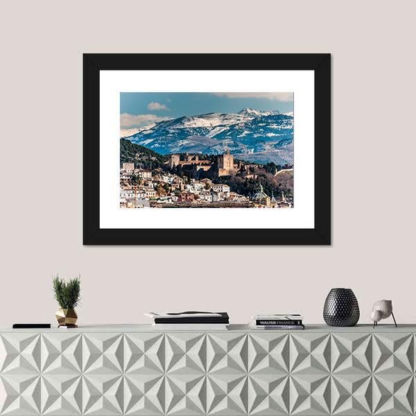 Winter View Of Alhambra Canvas Wall Art-1 Piece-Framed Print-20" x 16"-Tiaracle