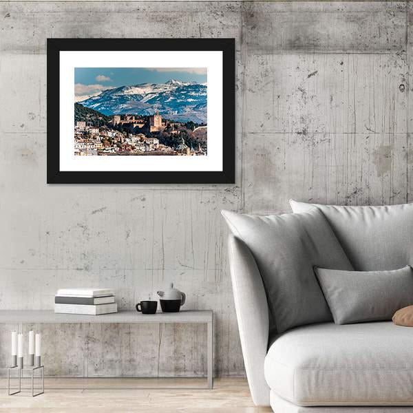 Winter View Of Alhambra Canvas Wall Art-3 Horizontal-Gallery Wrap-25" x 16"-Tiaracle