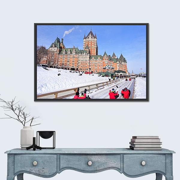 Winter View Of Quebec City Canvas Wall Art-1 Piece-Floating Frame-24" x 16"-Tiaracle