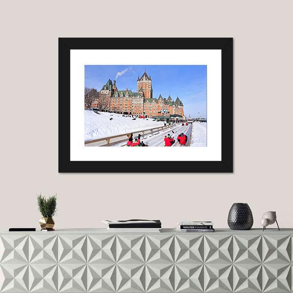 Winter View Of Quebec City Canvas Wall Art-1 Piece-Framed Print-20" x 16"-Tiaracle