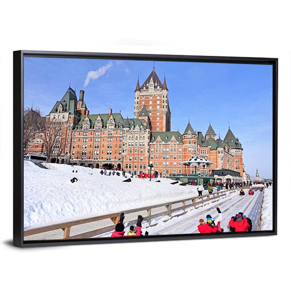 Winter View Of Quebec City Canvas Wall Art-3 Horizontal-Gallery Wrap-25" x 16"-Tiaracle