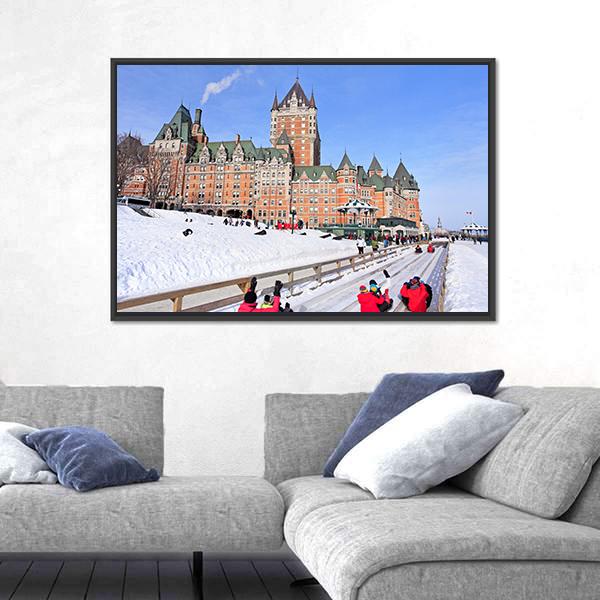 Winter View Of Quebec City Canvas Wall Art-3 Horizontal-Gallery Wrap-25" x 16"-Tiaracle