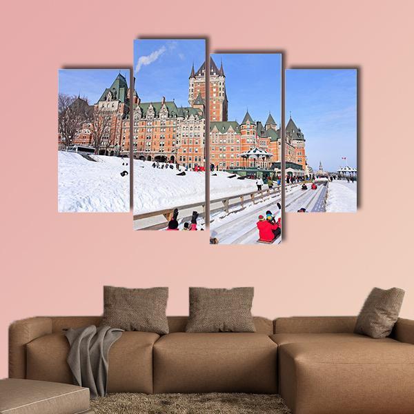 Winter View Of Quebec City Canvas Wall Art-4 Pop-Gallery Wrap-50" x 32"-Tiaracle