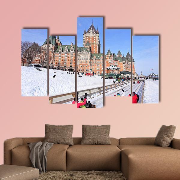 Winter View Of Quebec City Canvas Wall Art-5 Pop-Gallery Wrap-47" x 32"-Tiaracle
