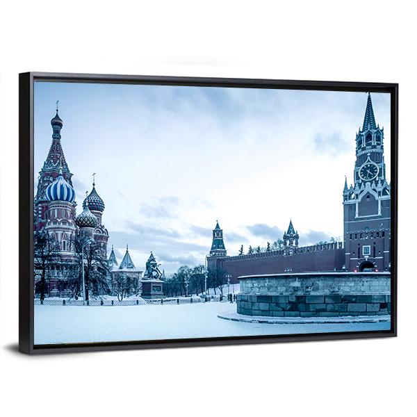 Winter View Of Saint Basil's Cathedral Canvas Wall Art-5 Horizontal-Gallery Wrap-22" x 12"-Tiaracle