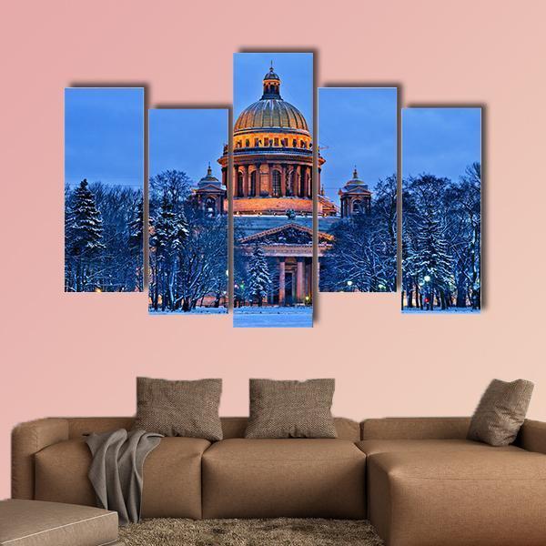 St Isaac's Cathedral In Saint Petersburg Canvas Wall Art-5 Pop-Gallery Wrap-47" x 32"-Tiaracle
