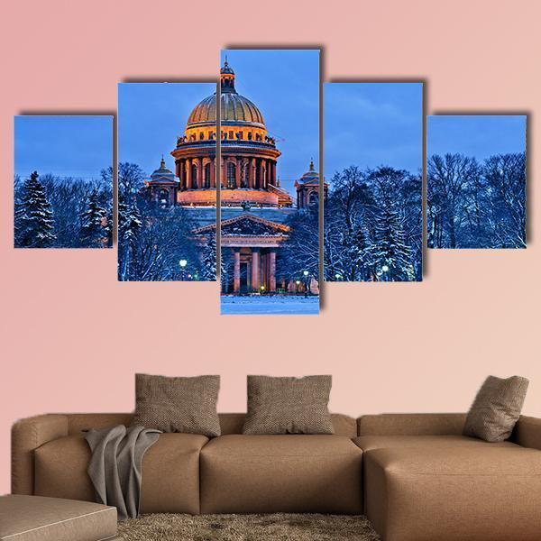 St Isaac's Cathedral In Saint Petersburg Canvas Wall Art-5 Pop-Gallery Wrap-47" x 32"-Tiaracle