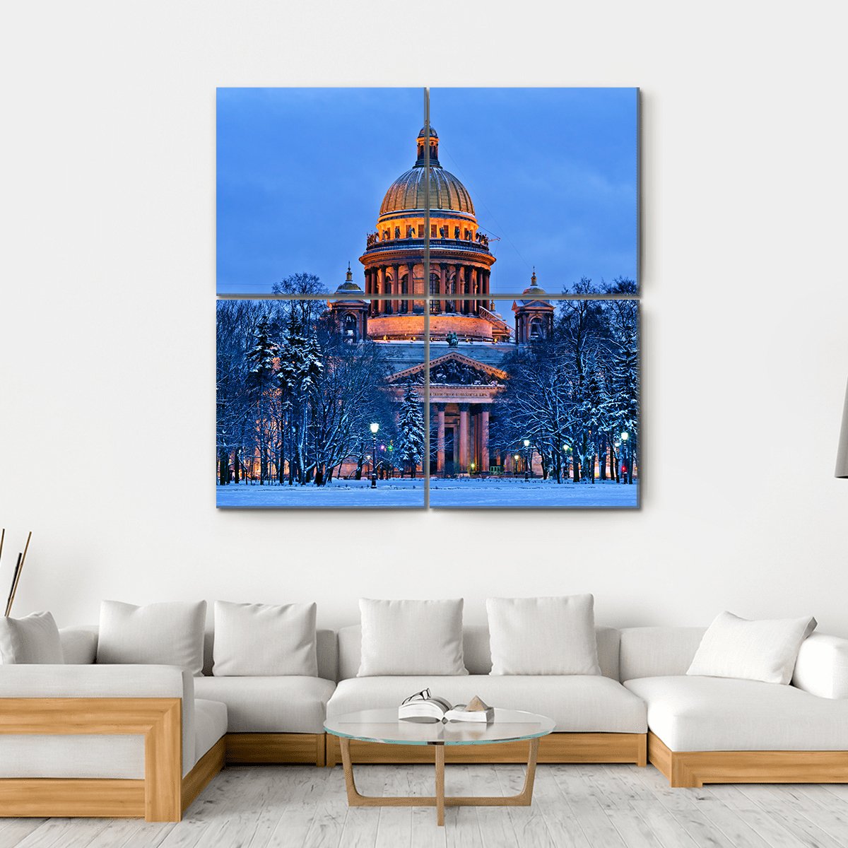 Winter View Of St Isaac's Cathedral In Saint Petersburg Canvas Wall Art-4 Square-Gallery Wrap-17" x 17"-Tiaracle