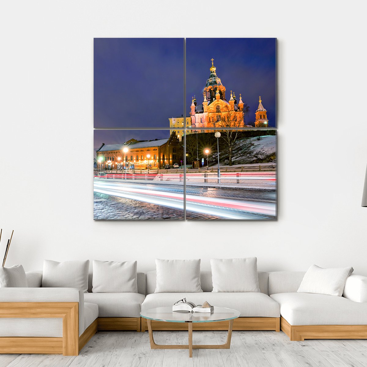 Winter View The Uspenski Orthodox Cathedral Canvas Wall Art-4 Square-Gallery Wrap-17" x 17"-Tiaracle