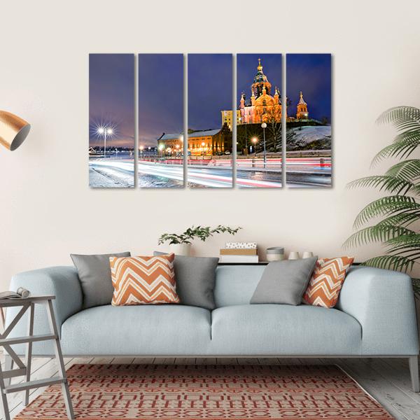 Winter View The Uspenski Orthodox Cathedral Canvas Wall Art-5 Horizontal-Gallery Wrap-22" x 12"-Tiaracle