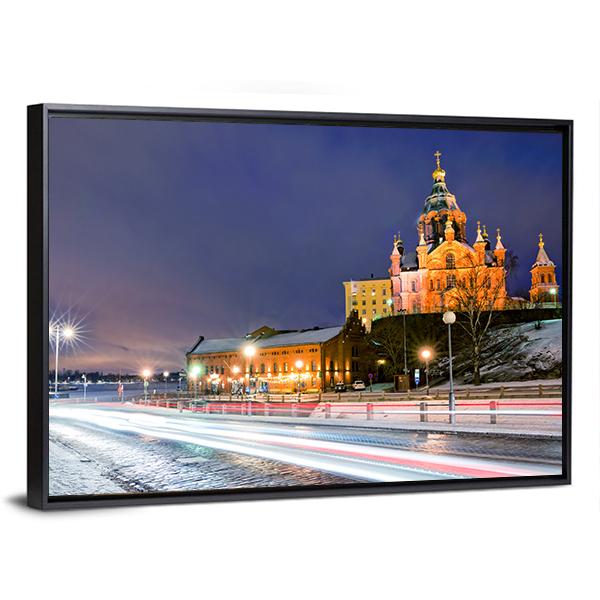 Winter View The Uspenski Orthodox Cathedral Canvas Wall Art-3 Horizontal-Gallery Wrap-25" x 16"-Tiaracle