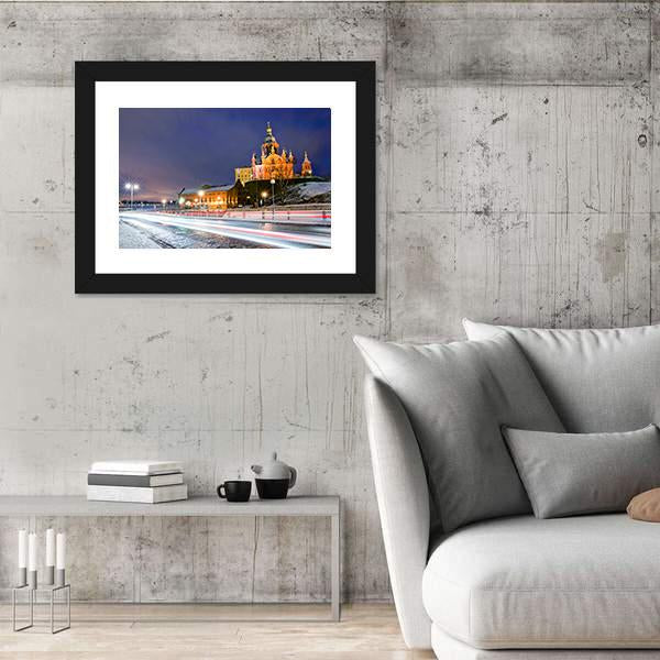Winter View The Uspenski Orthodox Cathedral Canvas Wall Art-3 Horizontal-Gallery Wrap-25" x 16"-Tiaracle