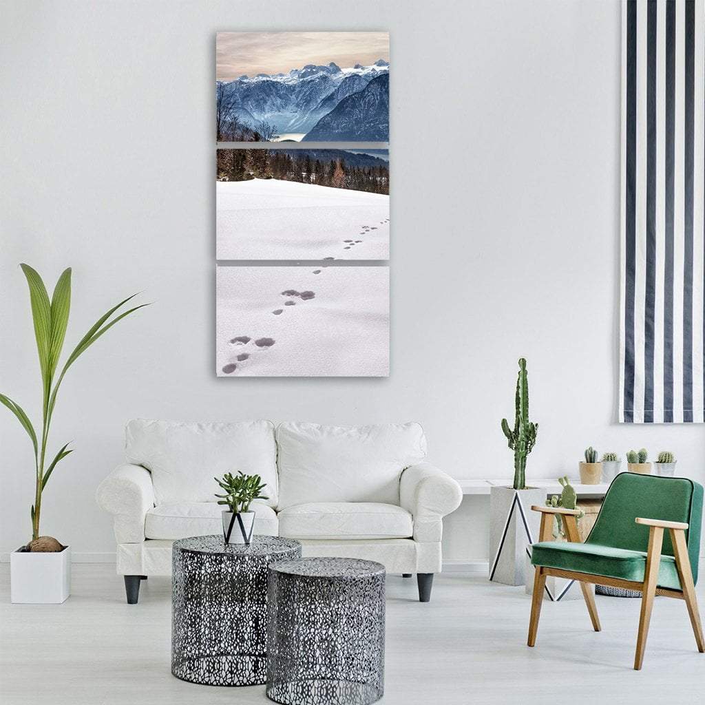 Wintry Snow Traces Vertical Canvas Wall Art-3 Vertical-Gallery Wrap-12" x 25"-Tiaracle