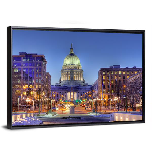 Wisconsin State Capital Building Canvas Wall Art-3 Horizontal-Gallery Wrap-25" x 16"-Tiaracle
