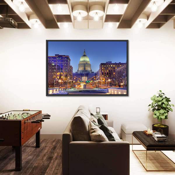 Wisconsin State Capital Building Canvas Wall Art-3 Horizontal-Gallery Wrap-25" x 16"-Tiaracle